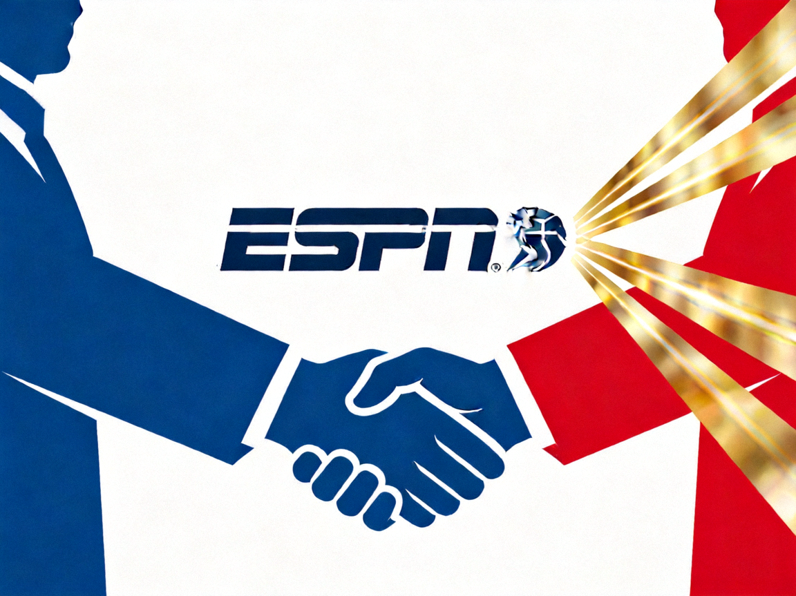ESPN体育电视网标志，代表在媒体传播领域的战略合作