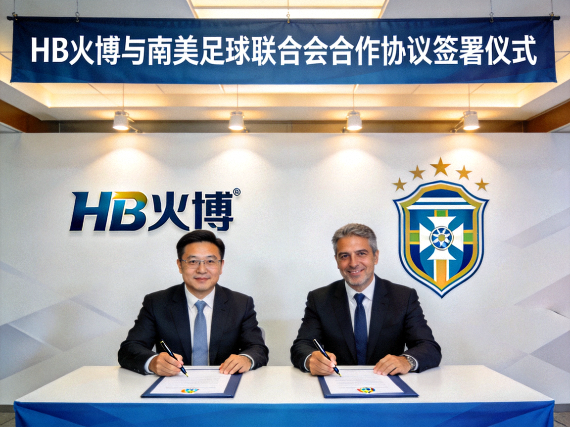 HB火博与南美足球联合会签署合作协议的签约仪式