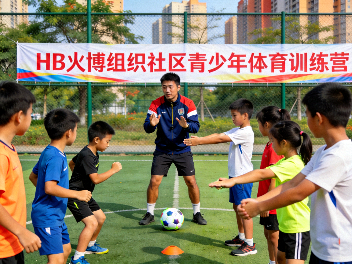HB火博组织的社区青少年体育训练营活动，孩子们在专业教练指导下练习